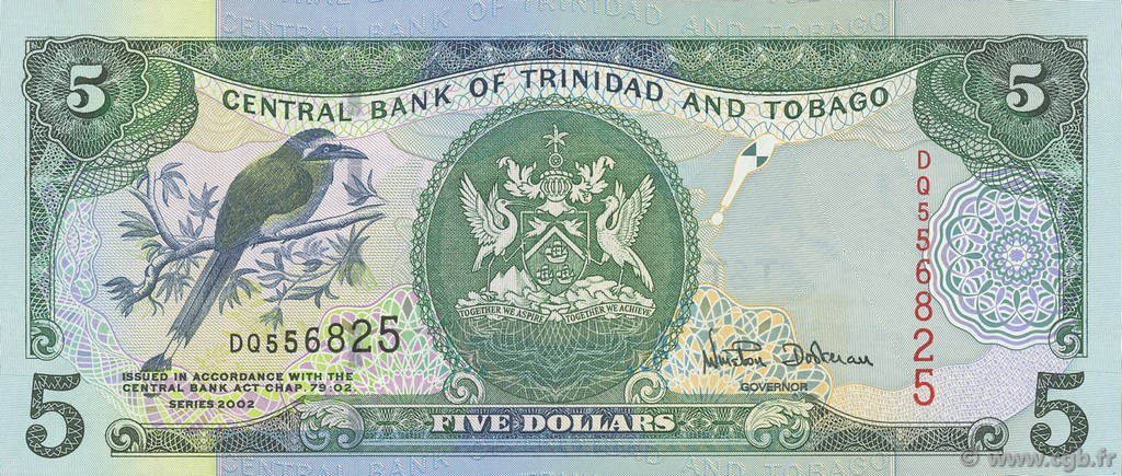 5 Dollars TRINIDAD Y TOBAGO  2002 P.42a FDC