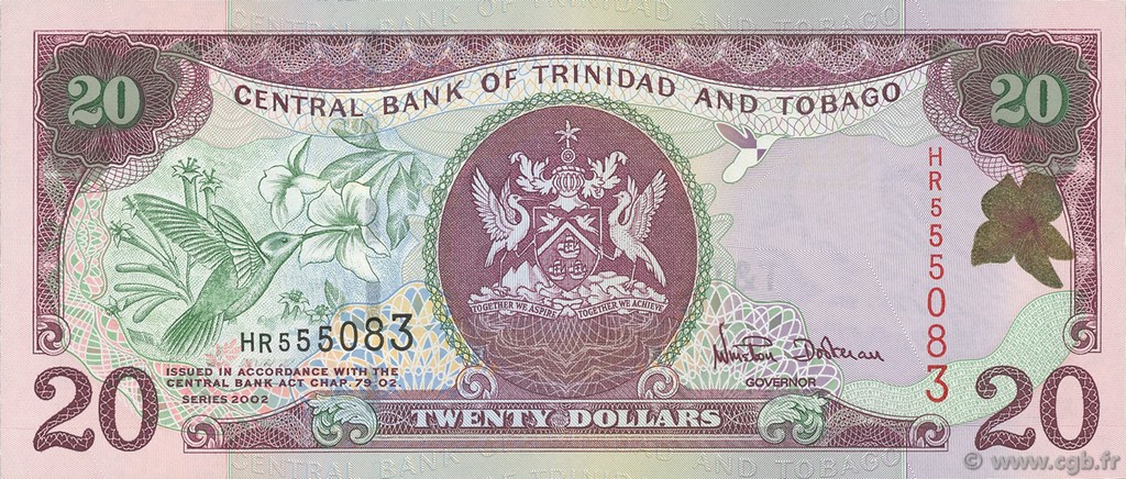 20 Dollars TRINIDAD and TOBAGO  2002 P.44a UNC-