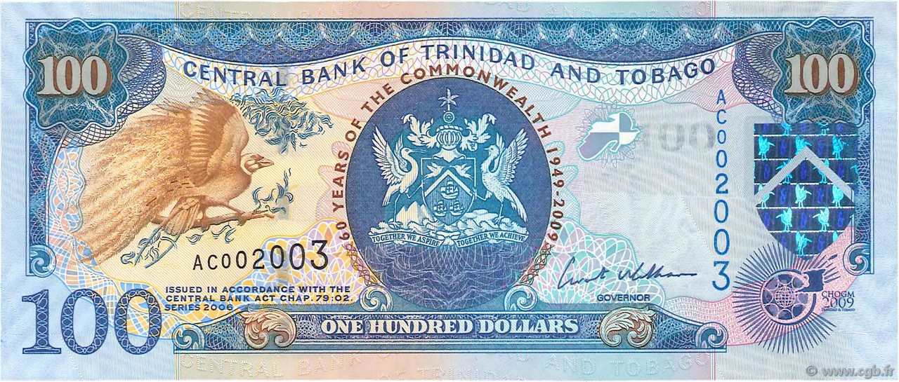 100 Dollars TRINIDAD et TOBAGO  2006 P.51 pr.NEUF