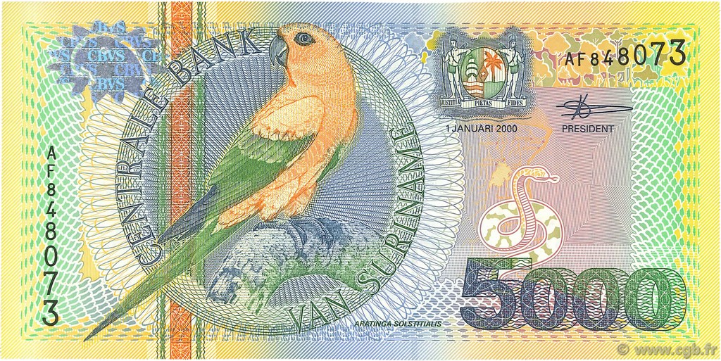 5000 Gulden SURINAME  2000 P.152 q.FDC