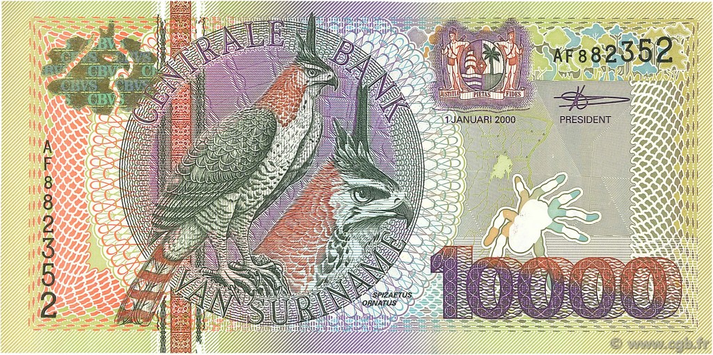 10000 Gulden SURINAM  2000 P.153 UNC