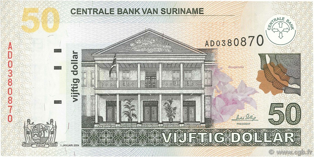 50 Dollars SURINAM  2004 P.160 UNC