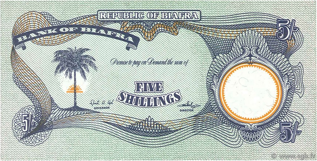 5 Shillings BIAFRA  1968 P.03b UNC