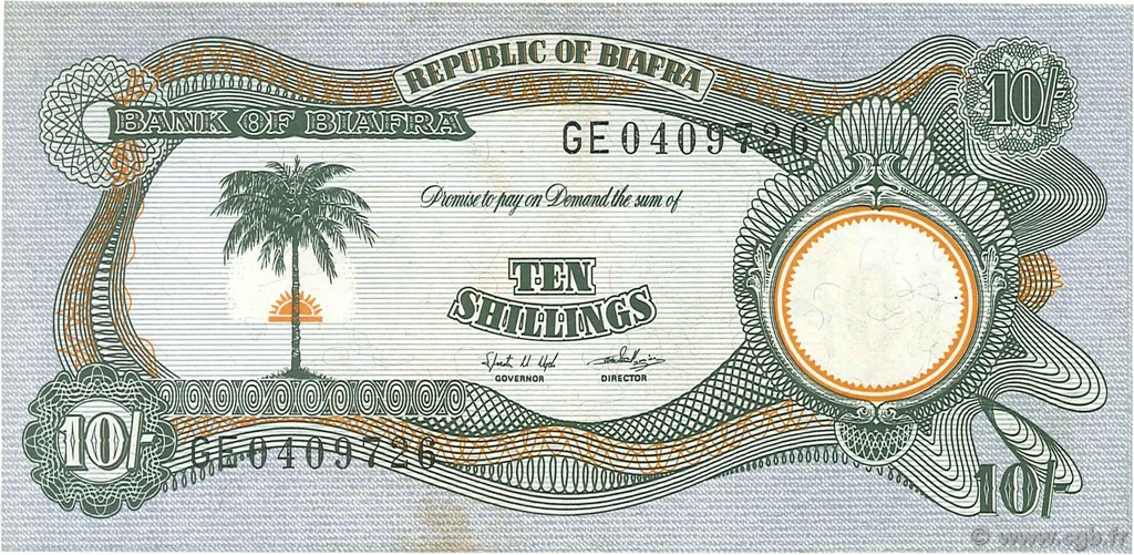 10 Shillings BIAFRA  1968 P.04 EBC