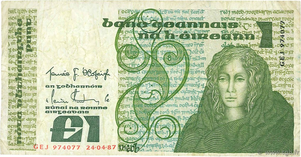 1 Pound IRLANDA  1987 P.070c q.MB