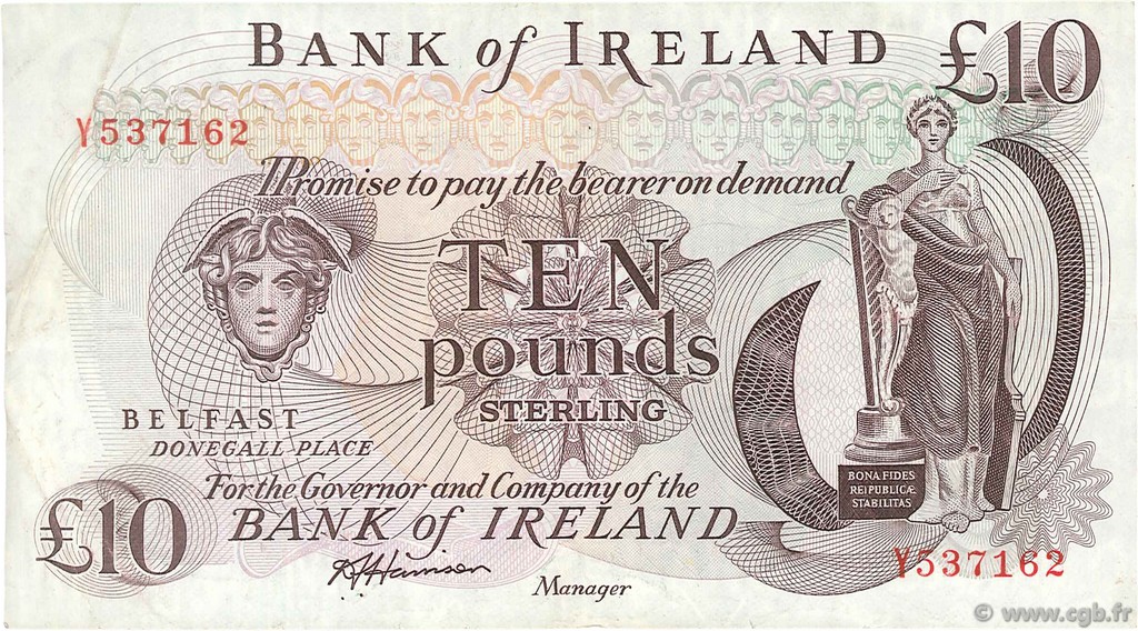 10 Pounds NORTHERN IRELAND  1984 P.067b VF