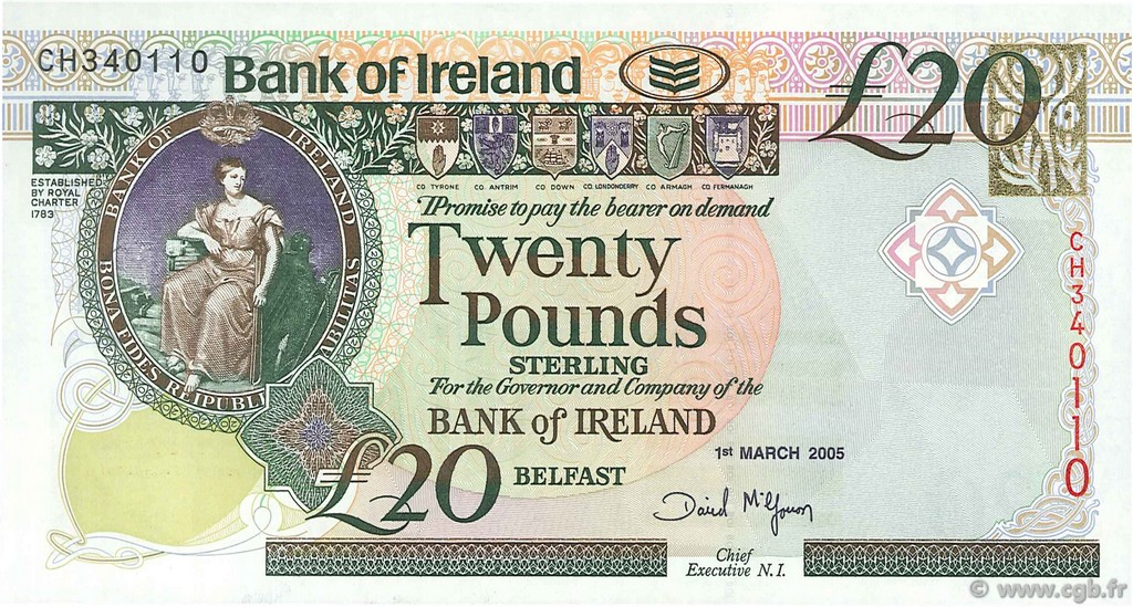 20 Pounds NORTHERN IRELAND  2005 P.080a var FDC