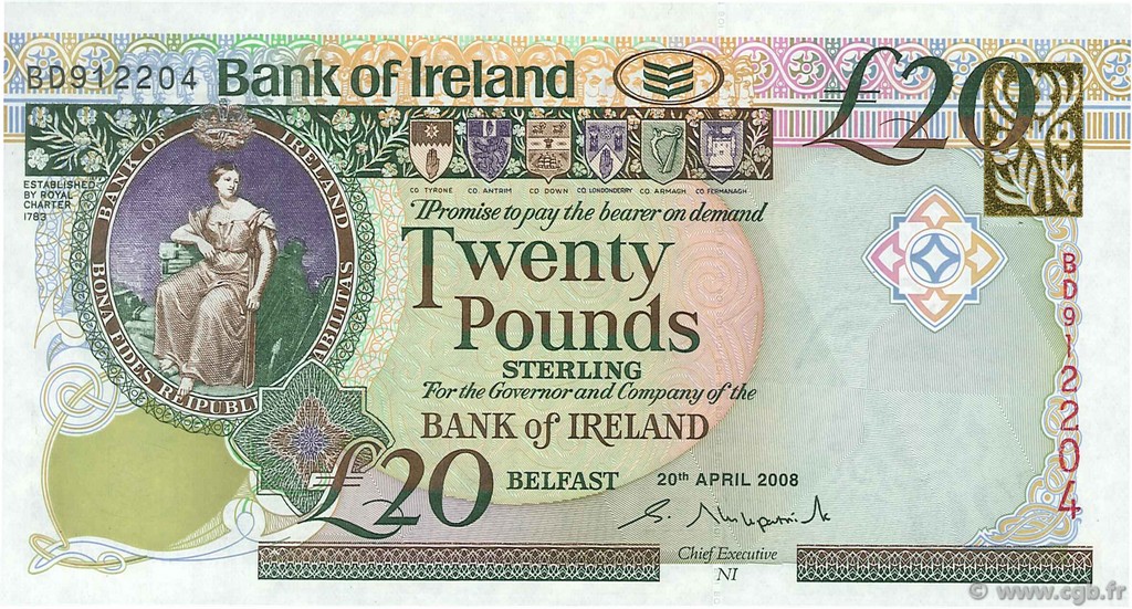 20 Pounds NORTHERN IRELAND  2008 P.085 FDC