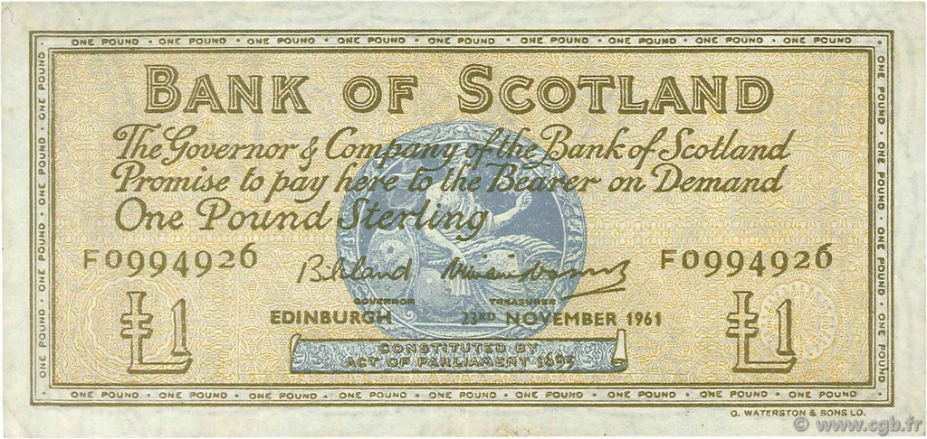 1 Pound SCOTLAND  1961 P.102a SS