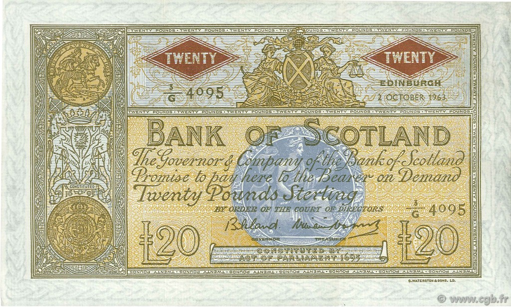 20 Pounds SCOTLAND  1963 P.094f fVZ