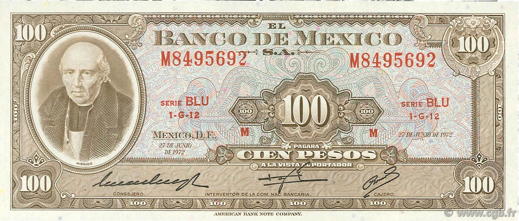 100 Pesos MEXICO  1972 P.061g ST