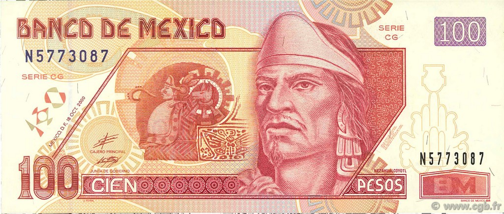 100 Pesos MEXICO  2000 P.118a UNC-