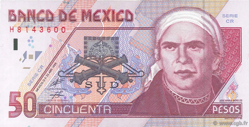 50 Pesos MEXICO  1999 P.107d UNC