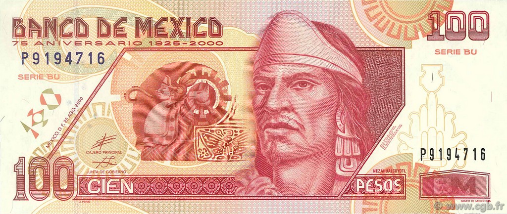 100 Pesos MEXICO  2000 P.113 UNC-