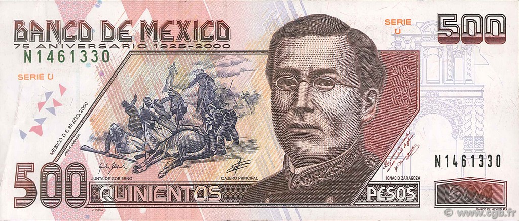 500 Pesos MEXICO  2000 P.115 XF-