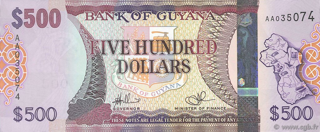 500 Dollars GUIANA  2011 P.37a UNC