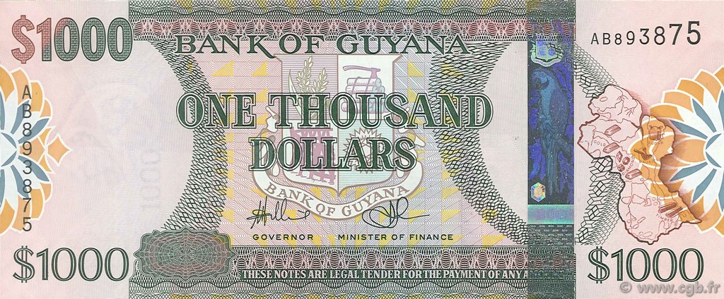 1000 Dollars GUIANA  2009 P.39b UNC