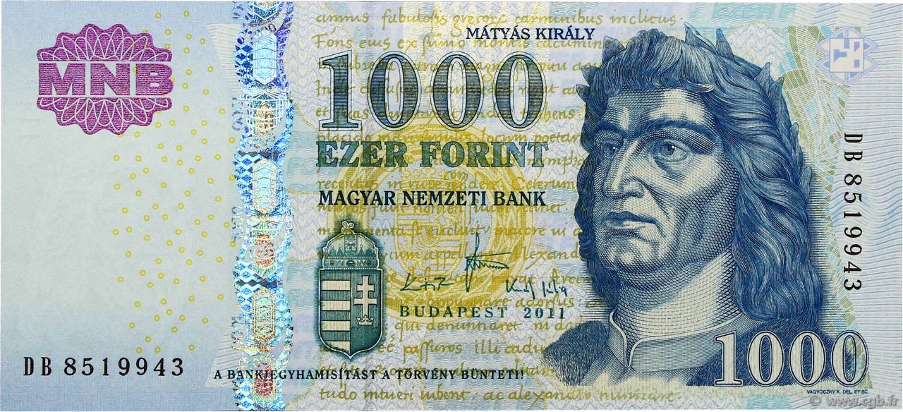 1000 Forint HUNGARY  2011 P.197c UNC