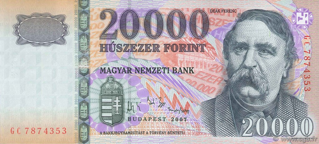 20000 Forint HUNGARY  2007 P.193d XF