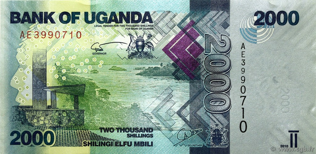 2000 Shillings UGANDA  2010 P.50a ST