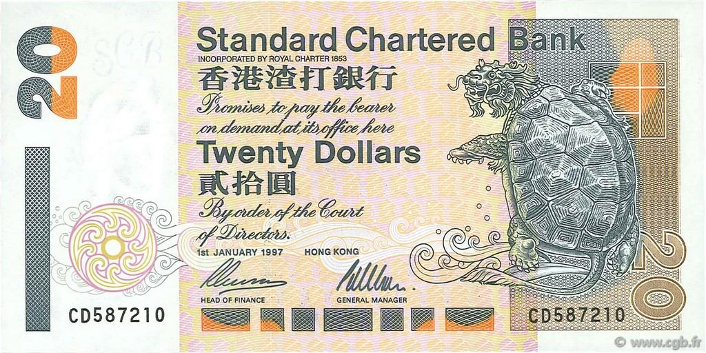 20 Dollars HONG KONG  1997 P.285b UNC