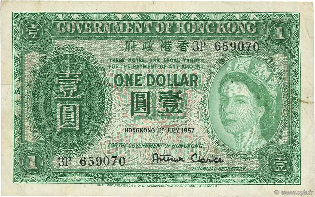 1 Dollar HONG KONG  1957 P.324Ab VF