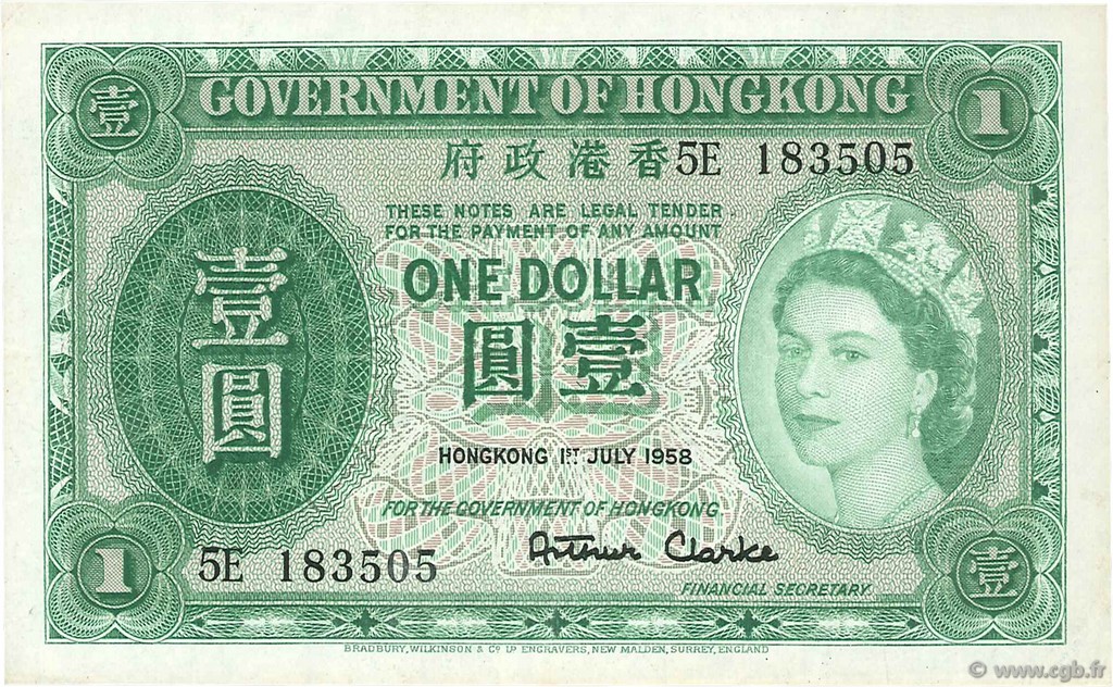 1 Dollar HONG KONG  1958 P.324Ab XF+