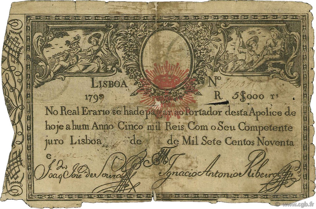 5000 Reis PORTUGAL  1826 P.024 G