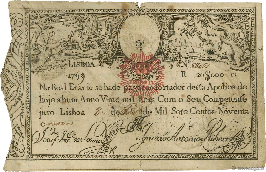 20000 Reis PORTUGAL  1826 P.030 F - VF