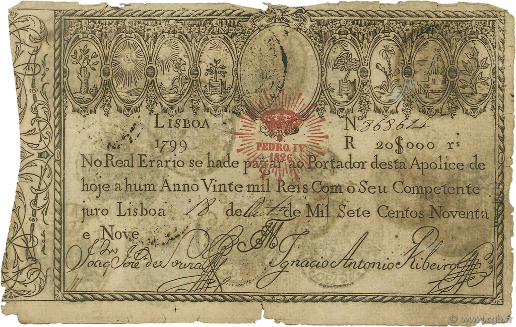 20000 Reis PORTUGAL  1826 P.031 RC+
