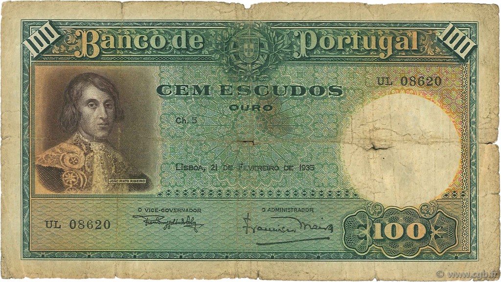 100 Escudos PORTUGAL  1935 P.150 SGE