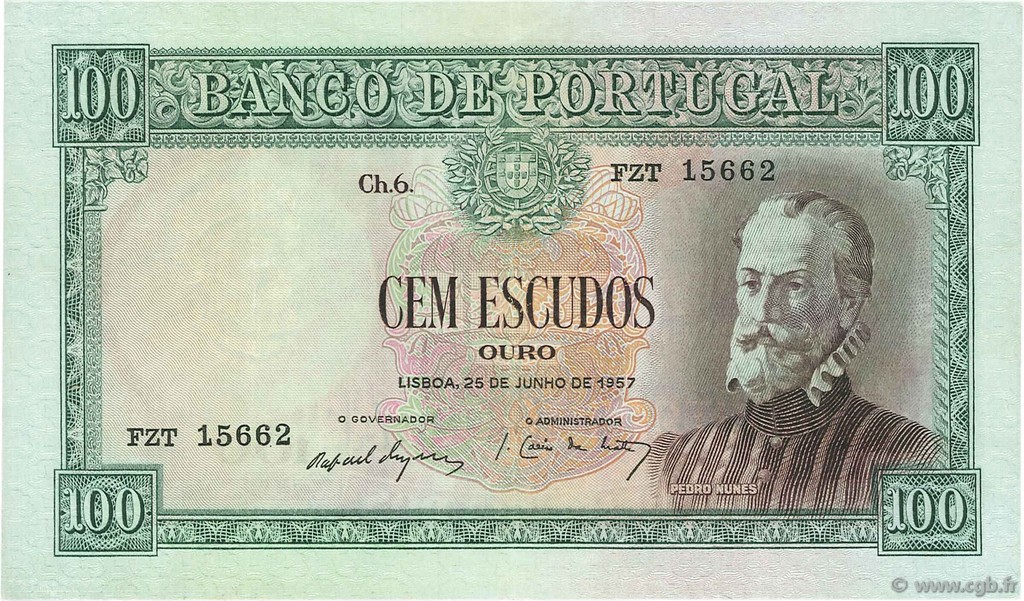 100 Escudos PORTUGAL  1957 P.159 EBC