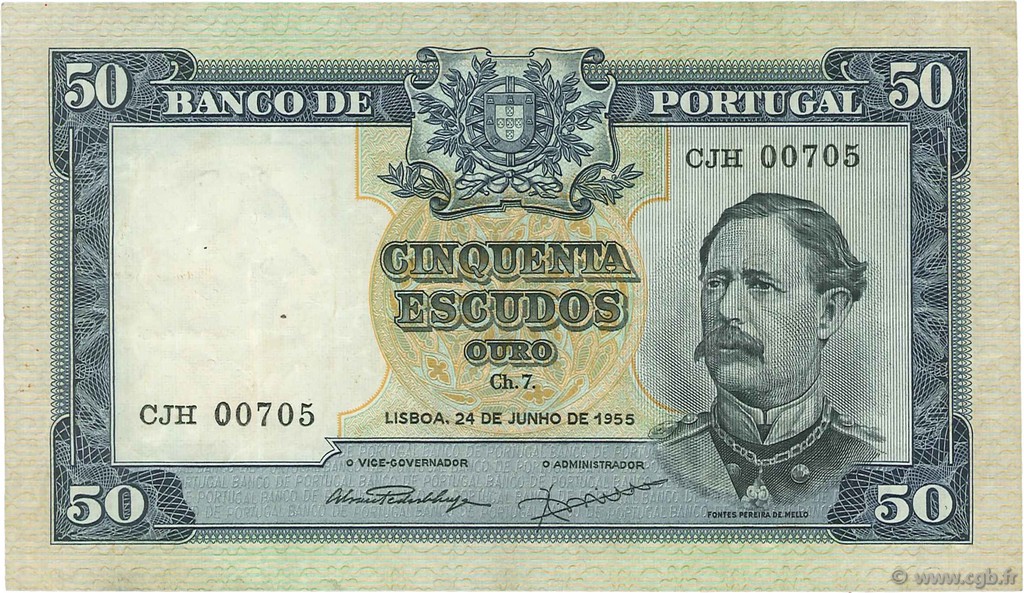 50 Escudos PORTUGAL  1955 P.160 MBC+