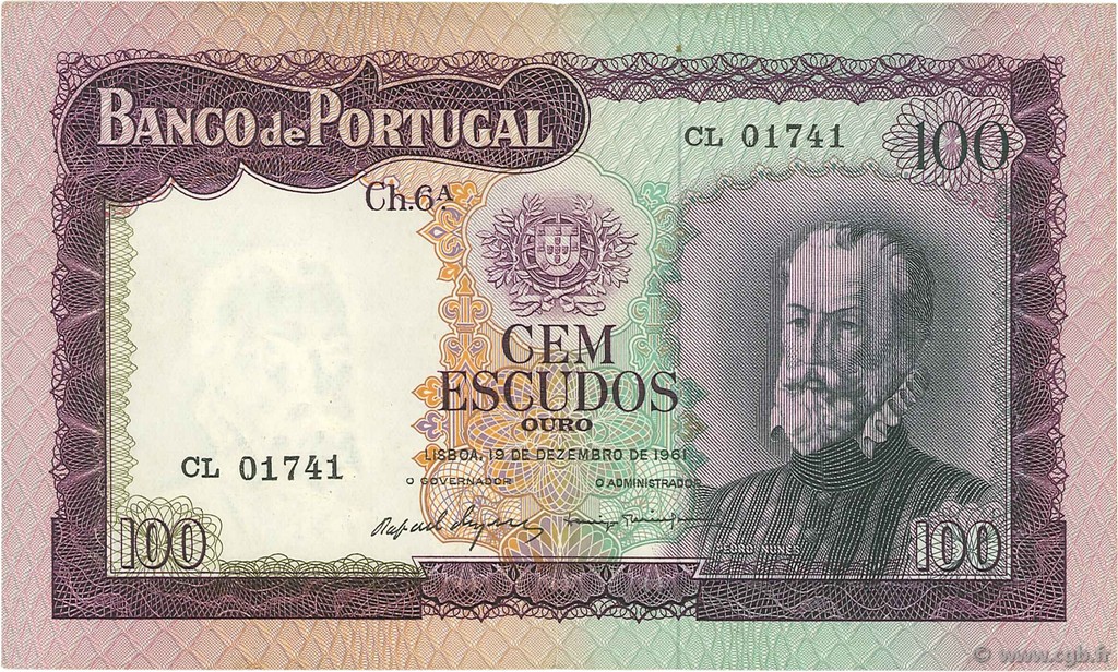 100 Escudos PORTUGAL  1961 P.165 TTB+