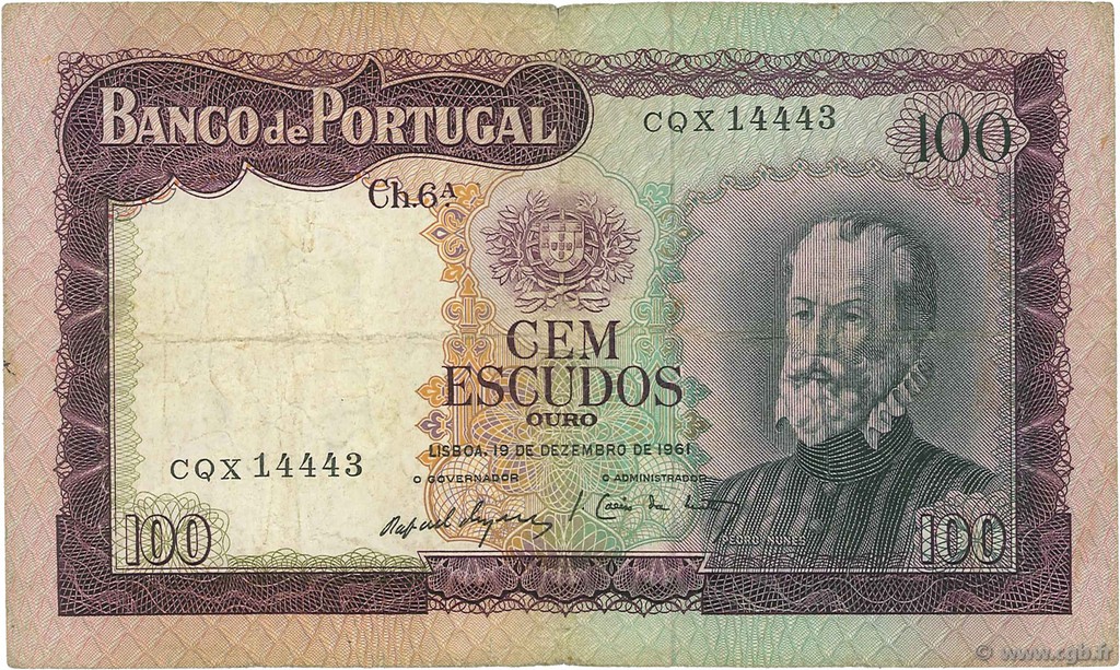 100 Escudos PORTUGAL  1961 P.165 BC