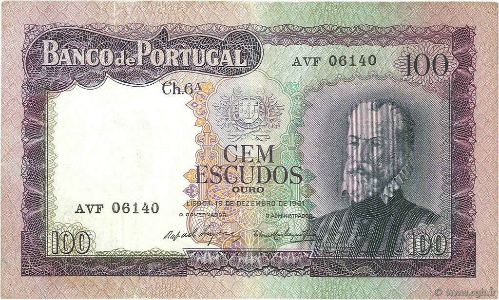 100 Escudos PORTUGAL  1961 P.165 MBC+