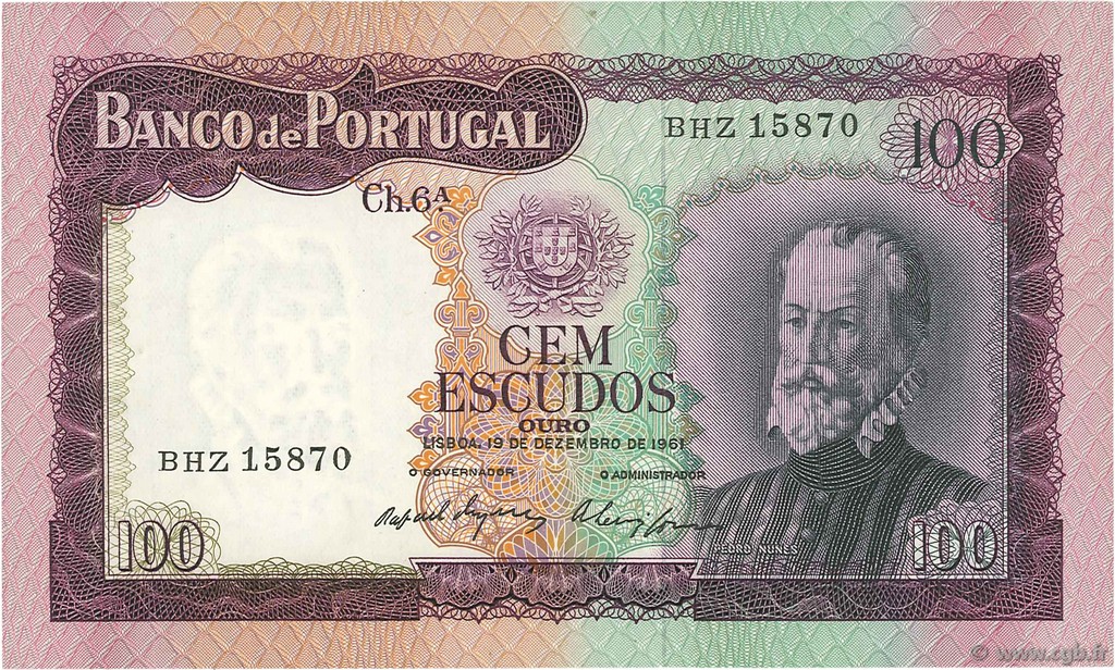100 Escudos PORTUGAL  1961 P.165 UNC