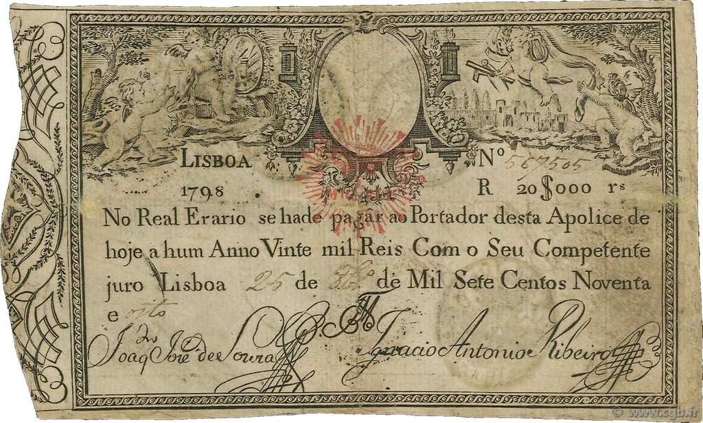 20000 Reis PORTUGAL  1828 P.047 F+