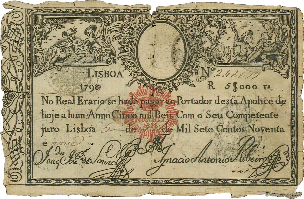 5000 Reis PORTUGAL  1828 P.038A G