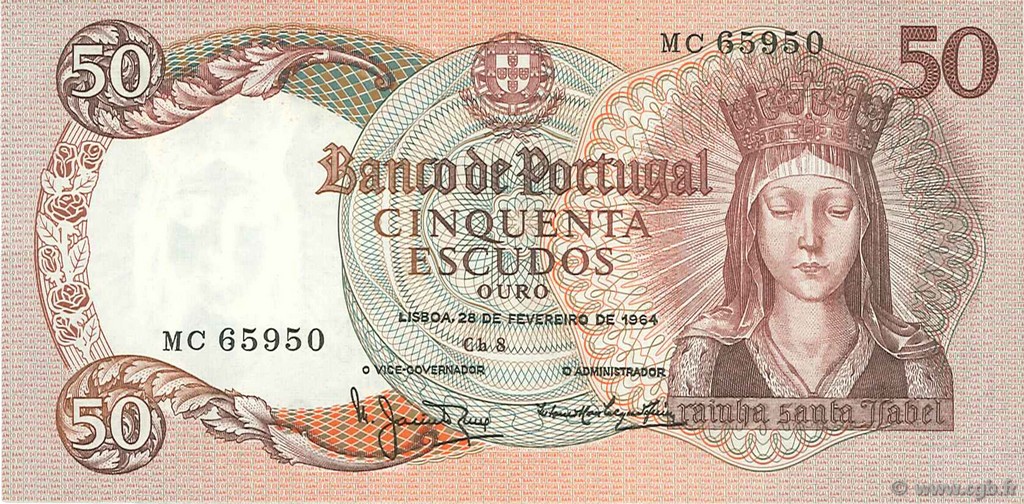 50 Escudos PORTUGAL  1964 P.168 fVZ