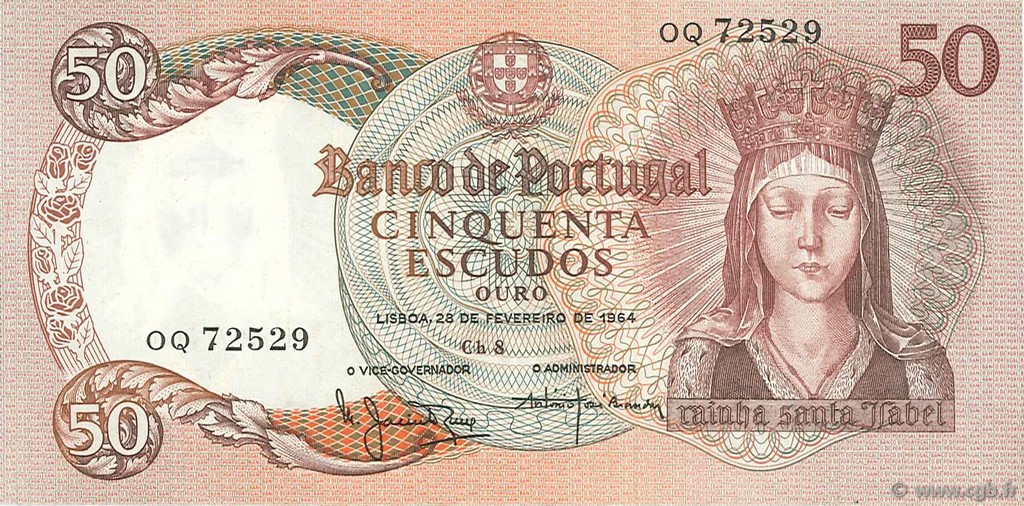 50 Escudos PORTUGAL  1964 P.168 VZ