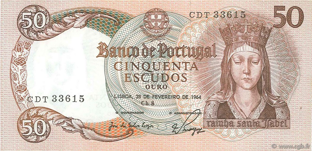 50 Escudos PORTUGAL  1964 P.168 VZ+