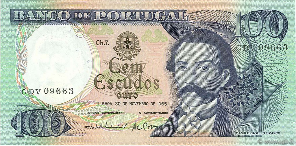 100 Escudos PORTUGAL  1965 P.169a MBC+
