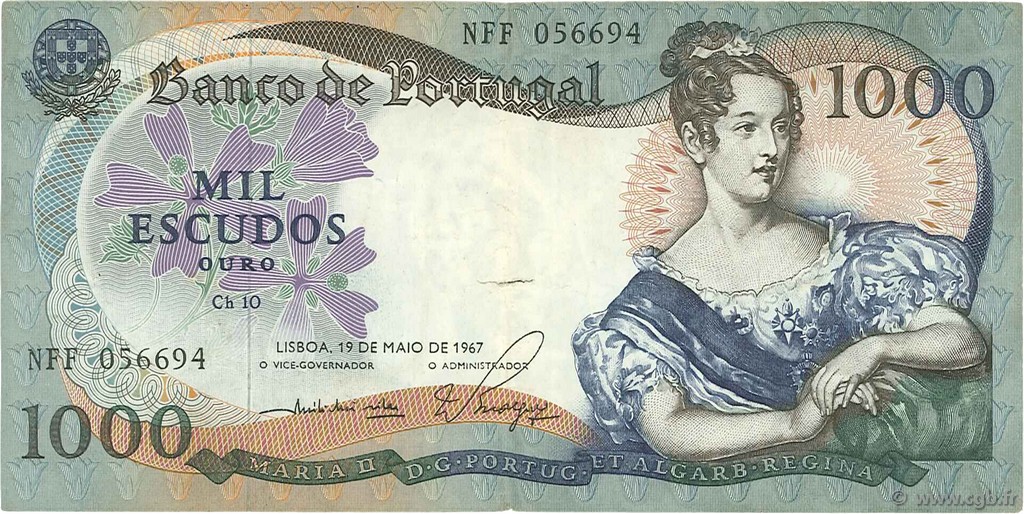 1000 Escudos PORTUGAL  1967 P.172b MBC