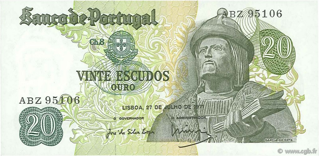 20 Escudos PORTUGAL  1971 P.173 ST