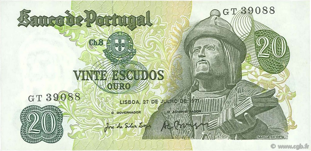 20 Escudos PORTUGAL  1971 P.173 SC+
