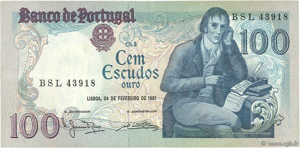 100 Escudos PORTUGAL  1981 P.178b MBC