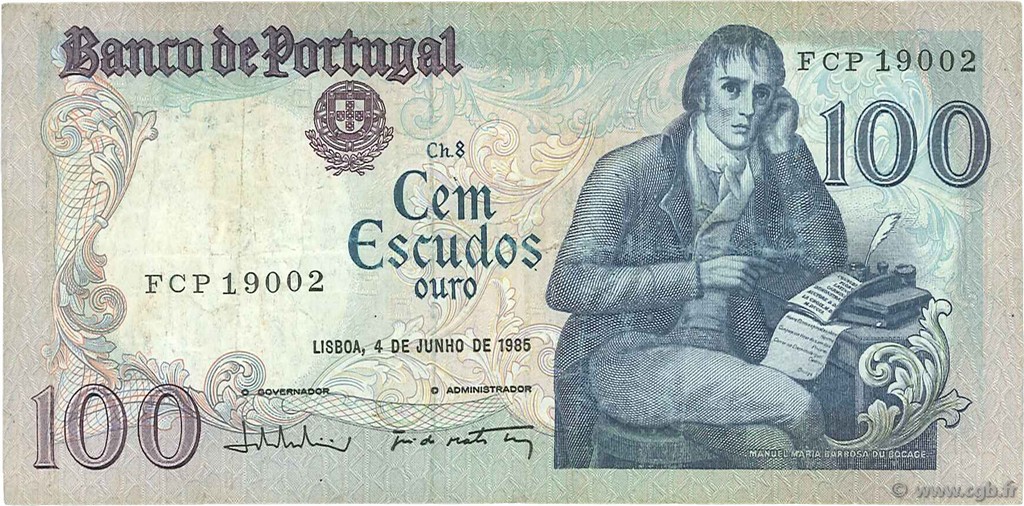 100 Escudos PORTUGAL  1985 P.178e BC+