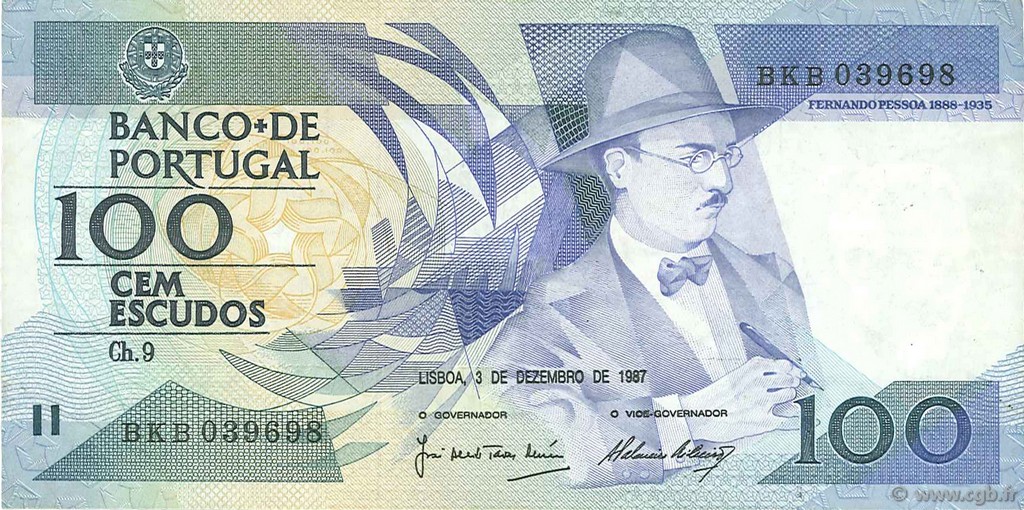 100 Escudos PORTUGAL  1987 P.179d MBC