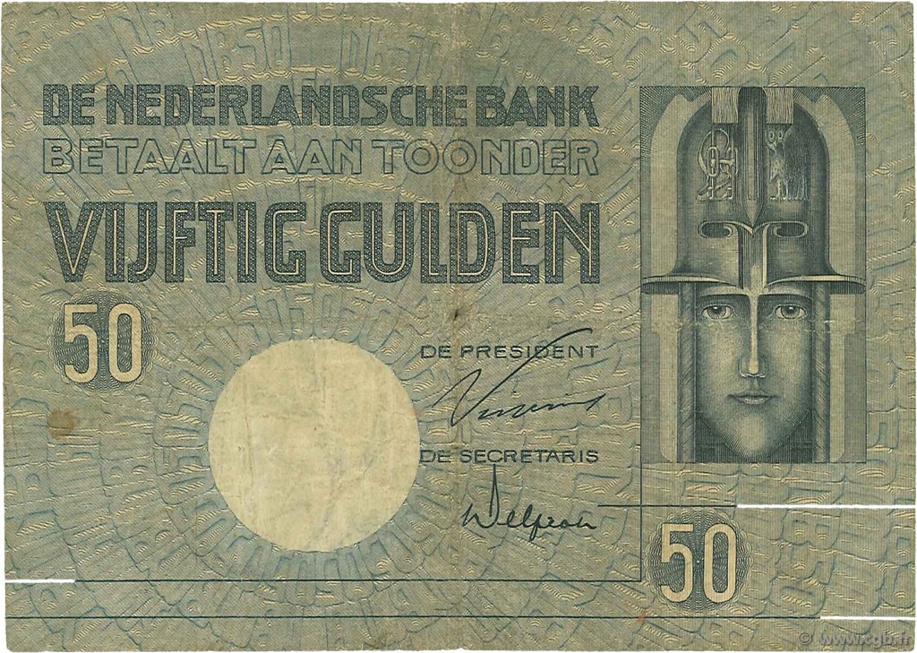 50 Gulden PAíSES BAJOS  1929 P.047 BC